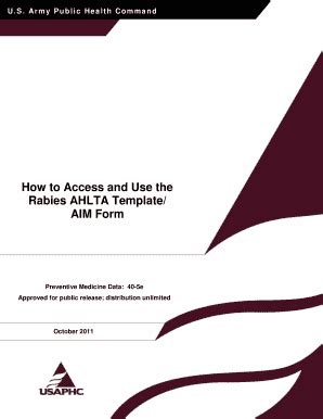 Fillable Online How To Access And Use The Rabies AHLTA Template AIM