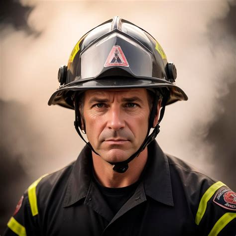 A Man Wearing A Helmet That Says Fireman On It Premium AI Generated Image