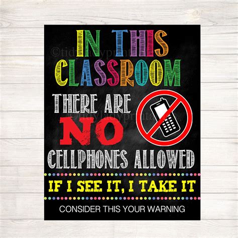 No Cellphones Allowed School Poster Classroom Decor Classroom