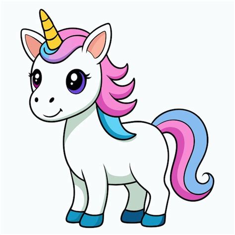 Un Dibujo De Dibujos Animados De Un Unicornio Con Una Melena Y Cola