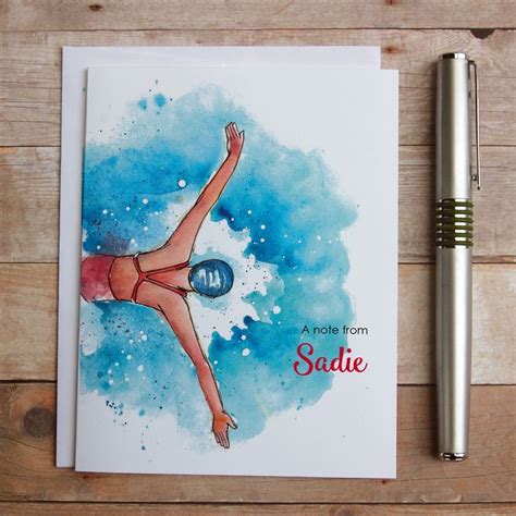 Personalized Swimmer Note Cards Swim Coach Thank You Gift Swim Team