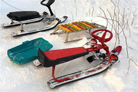 different sledge on snow 13226047 Stock Photo at Vecteezy