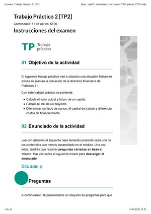 Control Y Evaluacion Financiera Tp Trabajo Pr Ctico Tp