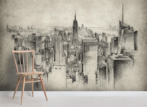 3D Sketch City Wall Ship Mural Wallpaper 10 in 2022 | Mural wallpaper ...