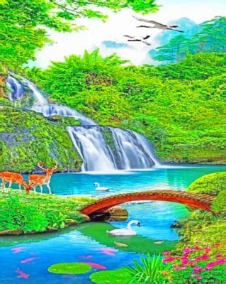 Nature Scenery Waterfall Paint By Numbers Numeral Paint Kit