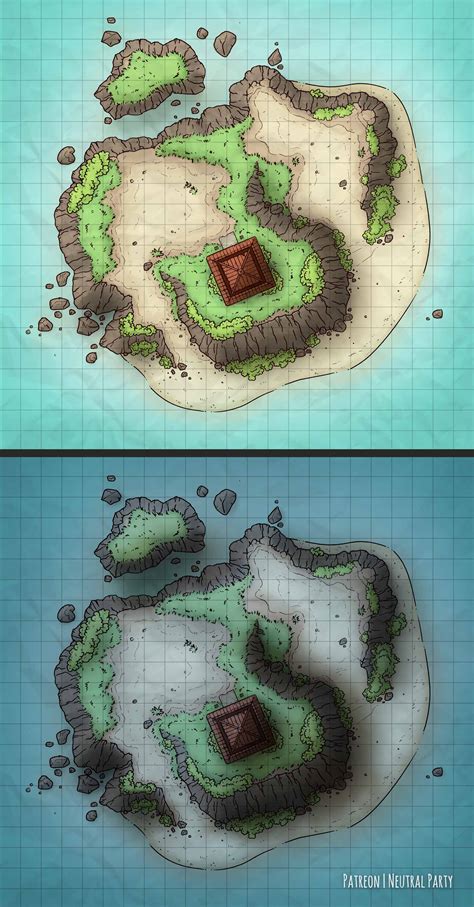 [oc][art] Island Shrine Battlemap R Dnd