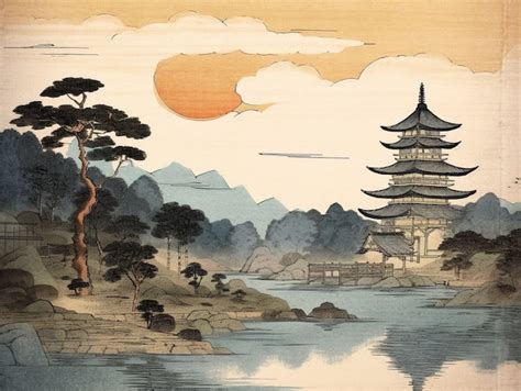 Arte E Cultura Do Japão - Fundo antigo do Japão no estilo de arte digital | Foto Grátis