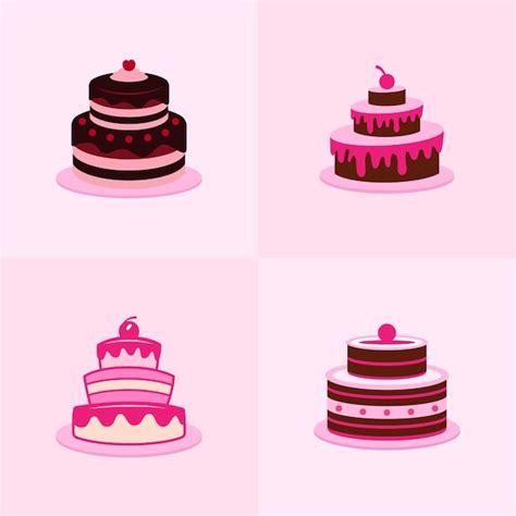 Premium Vector Delicious Birthday Party Cakes Vector Set