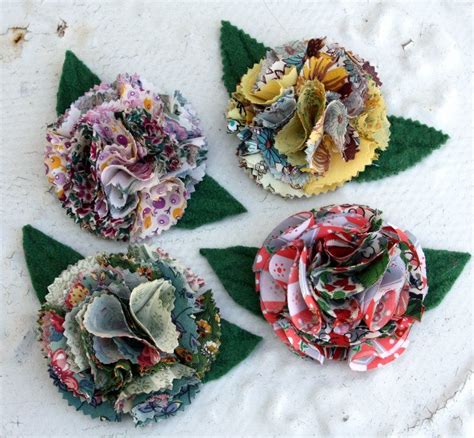 Fabric Pins Fabric Brooch Fabric Flower Brooch Fabric Flowers