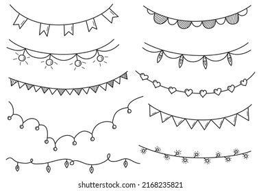 Doodle Set Garlands Hand Drawn Garlands Stock Vector Royalty Free