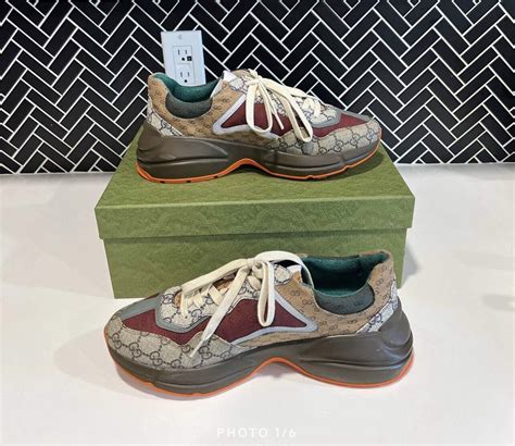 Gucci Gg Rhyton Sneakers Men Us Brick Red Gem