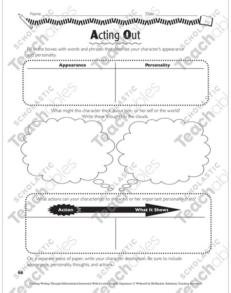 Character Development Narrative Writing Leveled Graphic Organizers