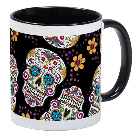 CafePress Day Of The Dead Sugar Skull BLACK Mug Unique Coffee Mug