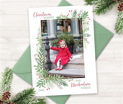 Photo Christmas Cards Printable Christmas Card with Photo | Etsy