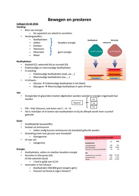 Bewegen En Presteren Samenvatting Bewegen En Presteren College1 01 02