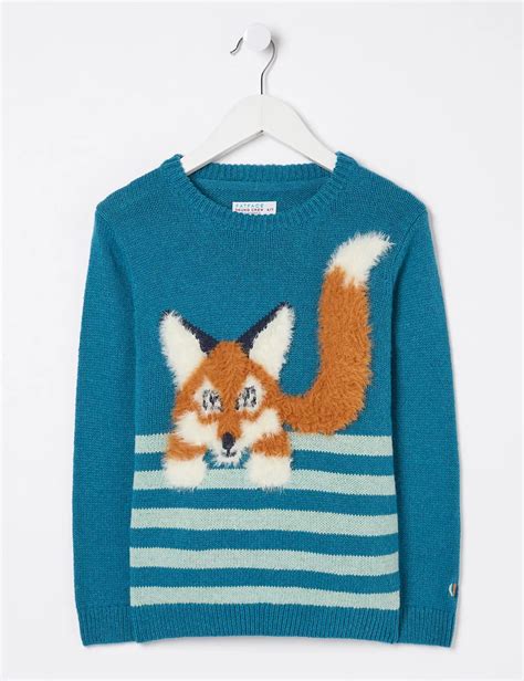 Cotton Rich Striped Fox Jumper 3 13 Yrs Fatface Mands