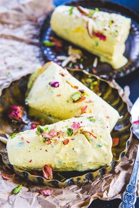 Kesar Pista Kulfi Served In A Plate Kulfi Recipe Recipes Malai