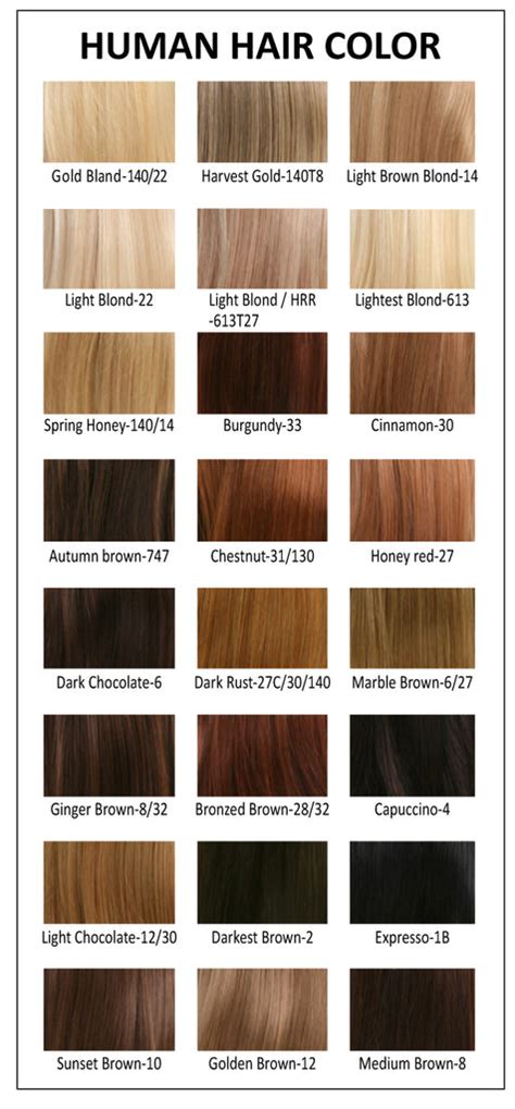 Colour Chart - Wigs by Pierre Wig Store