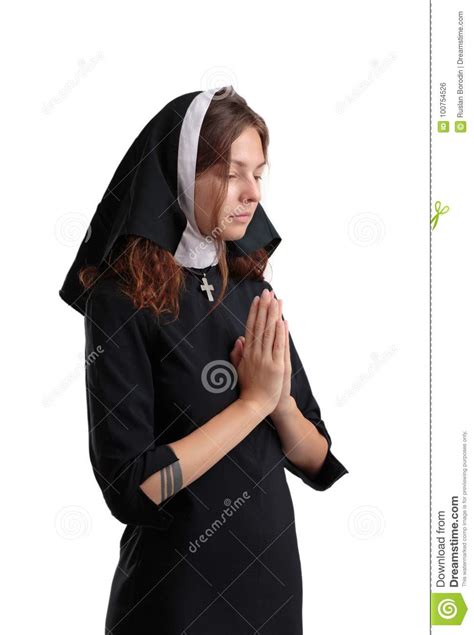 Nonne Assez Jeune Dans Le Concept De Religion D Isolement Sur Un Fond