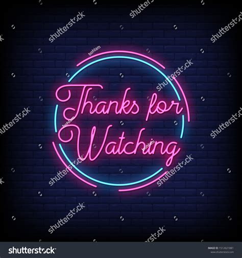 Thanks Watching Neon Sign Style Text Stock Vector Royalty Free