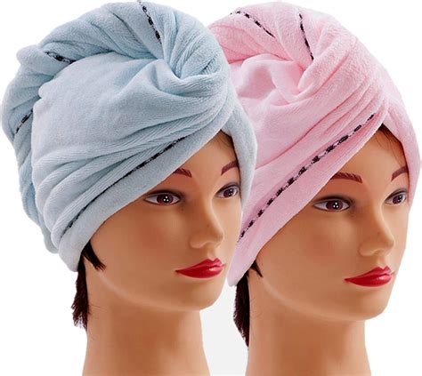 Lot de 2 serviettes en microfibre pour cheveux longs et bouclés anti