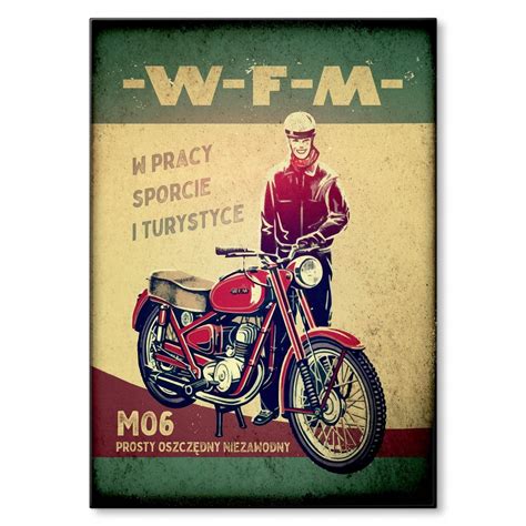 Prezent Plakat Blacha Napis Motocykl Motor WFM Poster PRL BM WFM