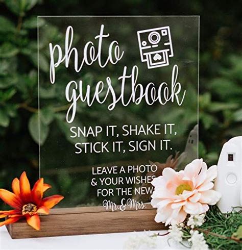 Amazon Polaroid Photo Guestbook Acrylic Rustic Modern Wedding Sign