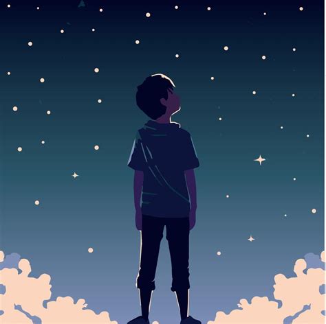 niño soñando y mirando las estrellas ilustración de imaginación