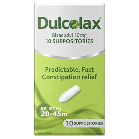 Dulcolax Laxative Suppositories 10mg 10 Pack 9351791000221