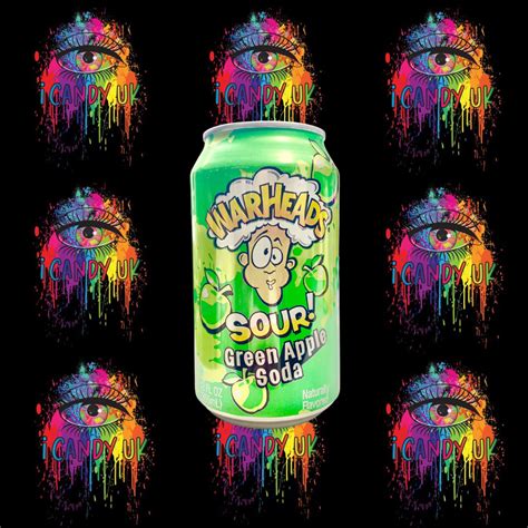 Warheads Sour Green Apple Soda Cans 355ml Icandyuk