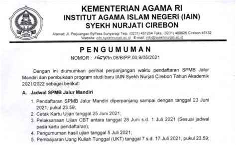 Pengumuman Perpanjangan Waktu Pendaftaran SPMB Jalur Mandiri Dan