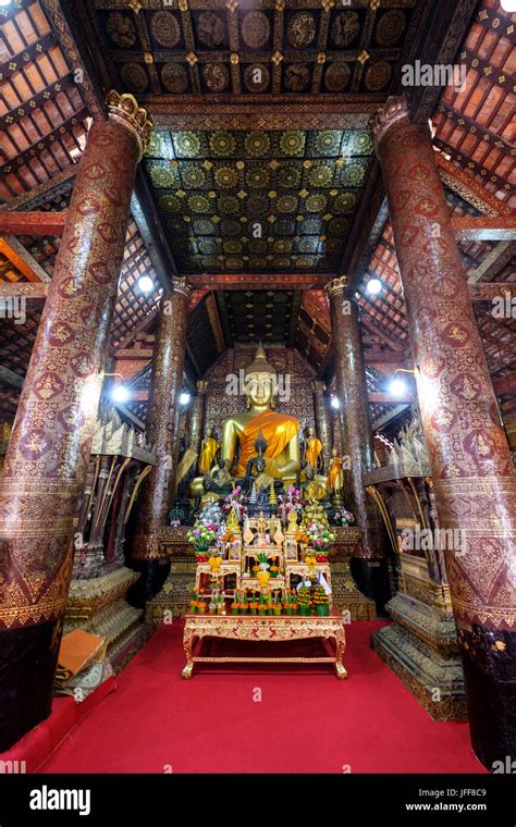 Ancient Buddha Statue Inside Wat Xieng Thong Hi Res Stock Photography