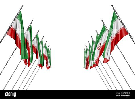 Wonderful Anthem Day Flag 3d Illustration Many Iran Flags Hangs On