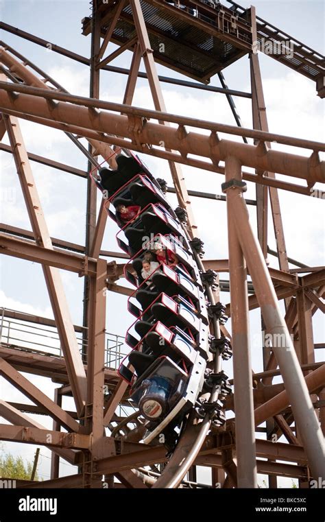 Roller Coaster Theme Park Ride Camelot UK Stock Photo - Alamy