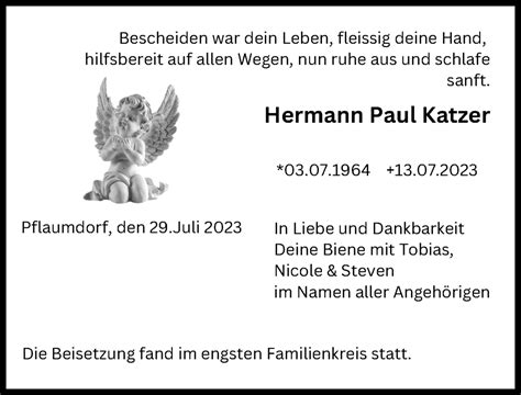 Traueranzeigen Von Hermann Paul Katzer Augsburger Allgemeine Zeitung