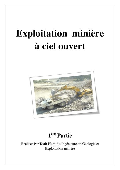 Pdf Exploitation Mini Re Ciel Ouvert Ere Partie R Aliser Par Diab