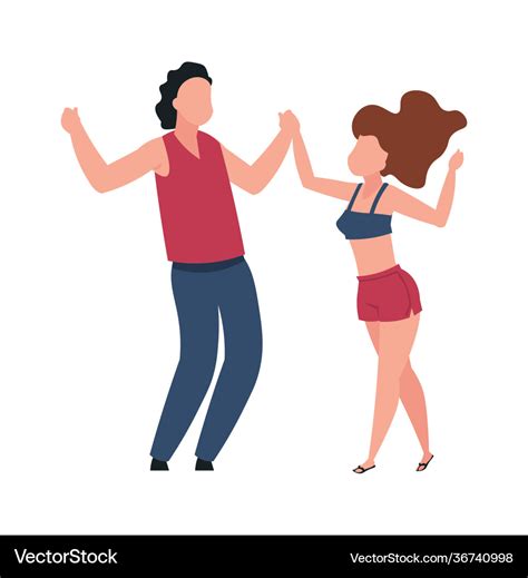 Dancing Couple Cartoon Pair Dancers Cute Vector Image