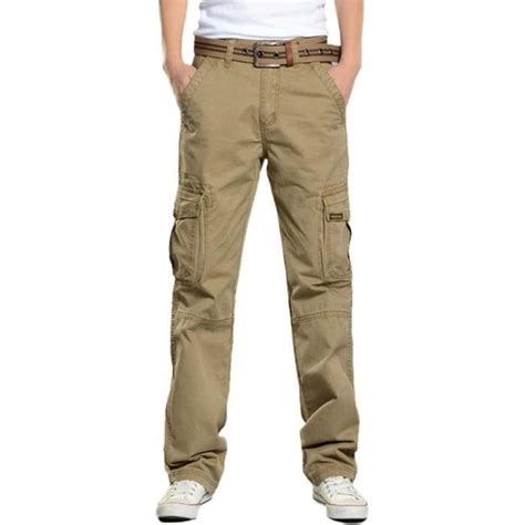 Pantalon Cargo Homme Regular Straight En Coton Casual Pantalon Multi