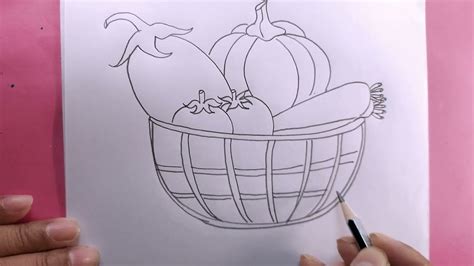 How To Draw Vegetable Basket Step By Step Youtube