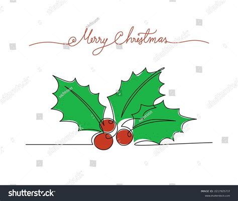 Continuous Line Drawing Christmas Holly Berry Stock Vector (Royalty ...