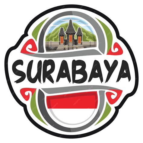 Premium Vector Surabaya Indonesia Flag Travel Souvenir Sticker