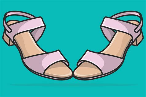 Pair Of Girls Beautiful Footwear Sandals Vector Illustration Beauty