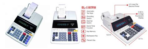 Sharp El 1197piii Heavy Duty Color Printing Calculator With Clock And 74000016712 Ebay