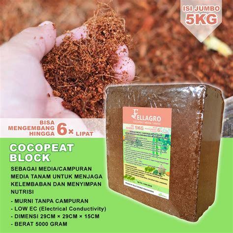 Jual COCOPEAT BLOK LOW EC FELLAGRO 5KG MEDIA TANAM DAN SEMAI Shopee