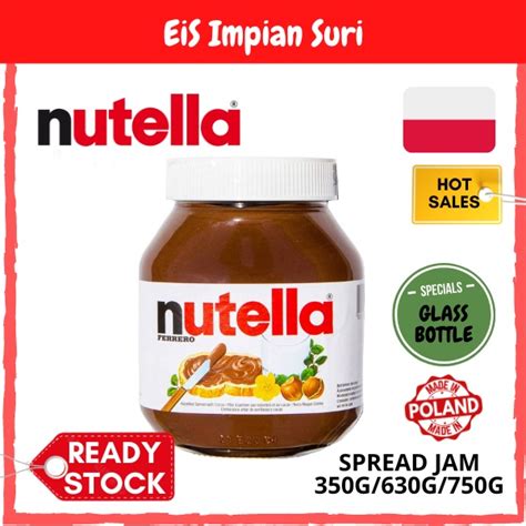 Ready Stock Ferrero Nutella Chocolate Hazelnut Jam 750g630g350g Nutella Spread Nutella