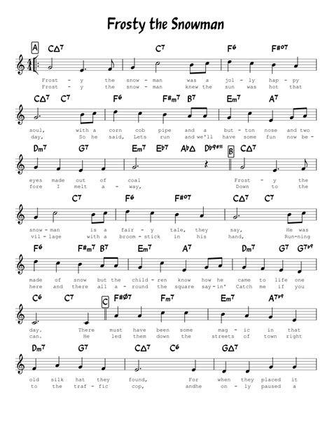 Frosty The Snowman Sheet Music For Piano Download Free In Pdf Or Midi