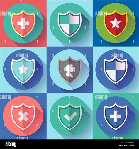 Security Shield Icon Set Protection Symbols Flat Design Style Stock Vector Image And Art Alamy