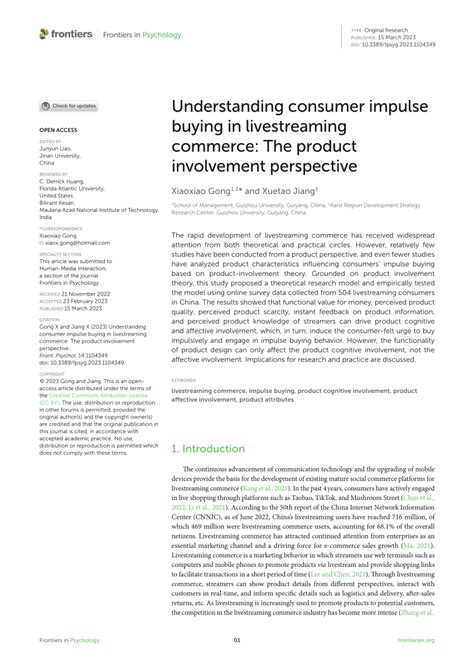 Pdf Understanding Consumer Impulse Buying In Livestreaming Commerce The Product Involvement