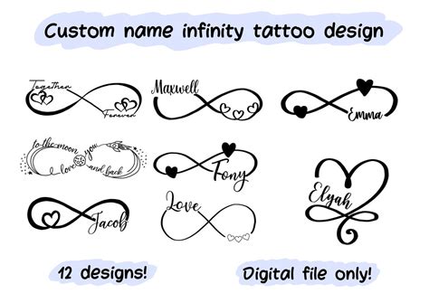 custom infinity symbol tattoo design digital file png personalised