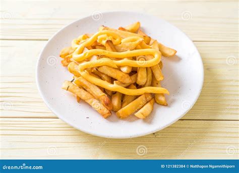 French fries with cheese stock photo. Image of homemade - 121382384